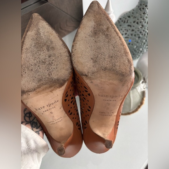 Kate Spade Tan Floral Cutout Heels - Picture 6 of 6